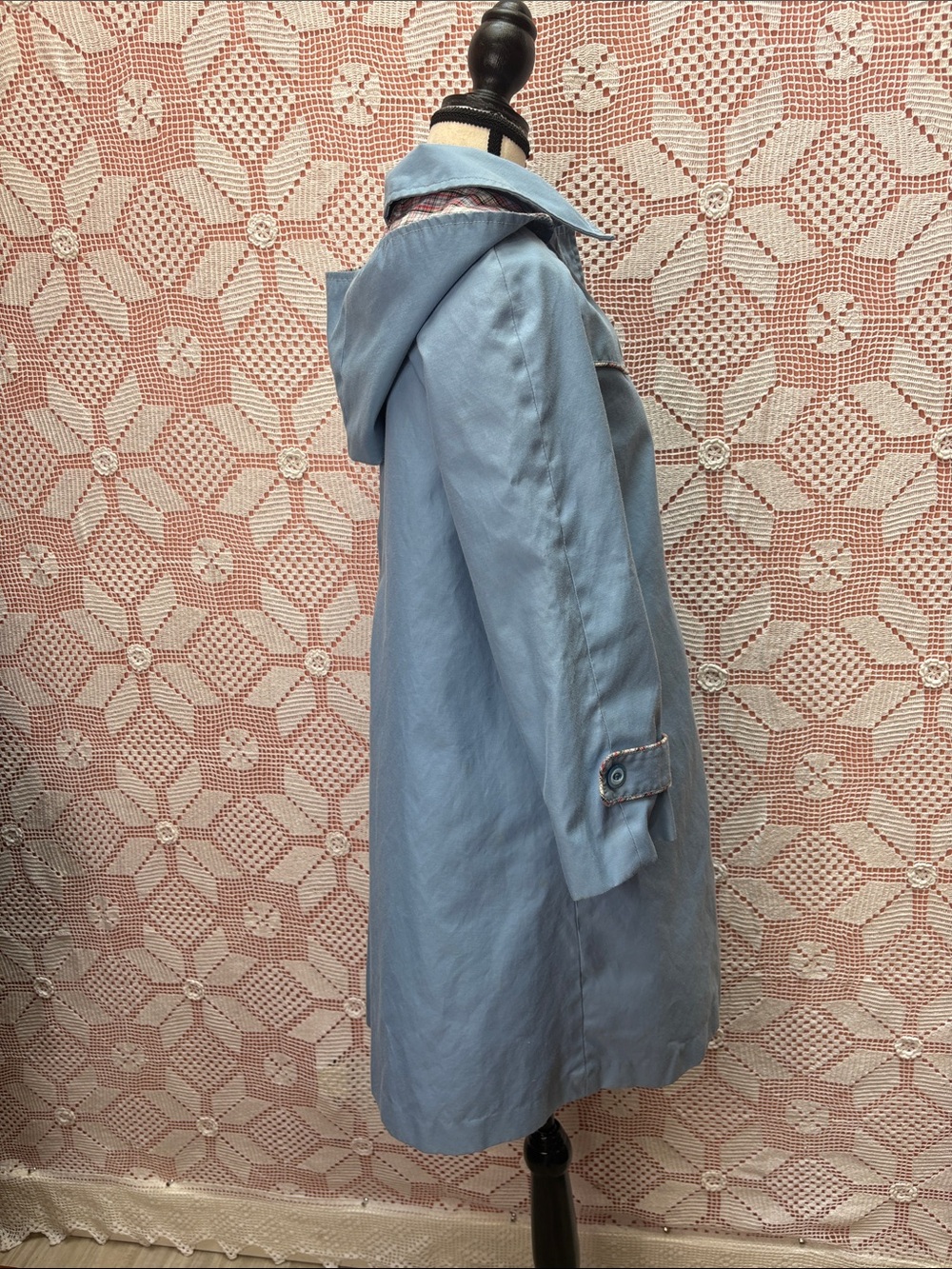 1970’s Vintage Sears 7/16 Boutique Blue Hooded Coat Sz Sm - Picture 10 of 14
